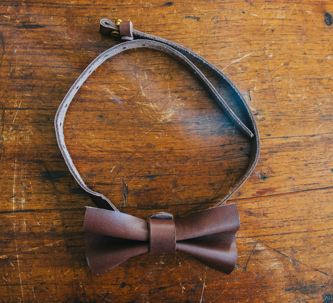 Straight Cut Leather Bowtie