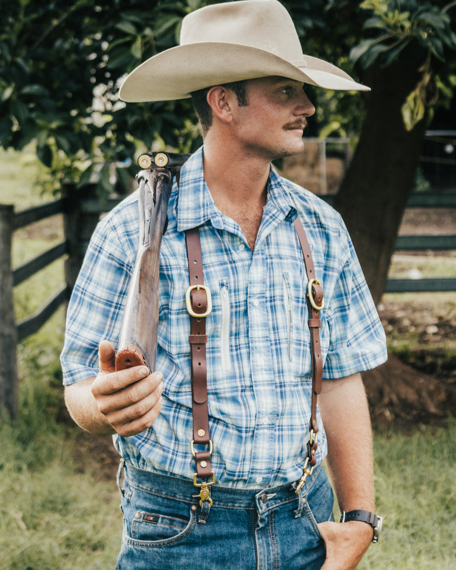 Buffalo Bill Genuine Leather Suspenders - Deep Brown Bon Accord Brand Buffalo Bill Genuine Leather Suspenders - Deep Brown Bon Accord Brand